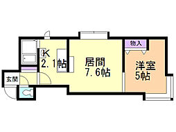 コリーヌ厚別 1LDKの間取図画像