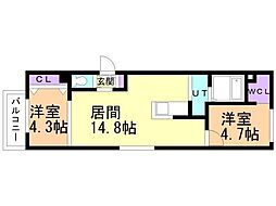グラシオン 2LDKの間取図画像
