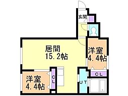 グラシオン 2LDKの間取図画像