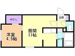 Alegria厚別中央 1LDKの間取図画像