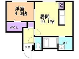 Alegria厚別中央 1LDKの間取図画像