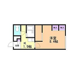 レオパレスポルックス 1Kの間取図画像