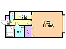 サンライズ文京台 1Kの間取図画像