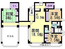 スクーデリア518 3LDKの間取図画像