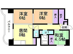 ビレッジハウス桜台タワー3号棟 2LDKの間取図画像