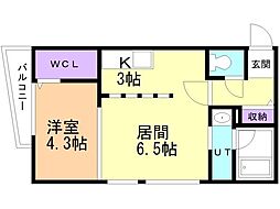 Farnestひばりが丘 1LDKの間取図画像