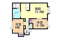 ブランシェみづほA 2LDKの間取図画像
