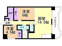 ビレッジハウス桜台タワー2号棟 2LDKの間取図画像