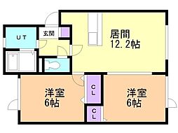 パークアベニューもみじ台 2LDKの間取図画像