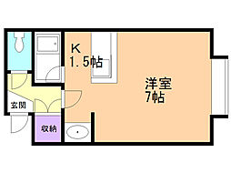 プリマカーサ北館 1Kの間取図画像
