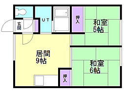 ハイツブレーン・ビューロー 2LDKの間取図画像