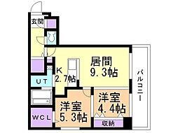 シャトーライフ新札幌1 2LDKの間取図画像