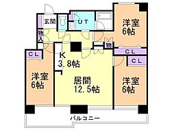ラポールひばりが丘B棟 3LDKの間取図画像