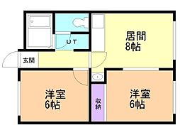 ラフォーレ新札幌A 2DKの間取図画像