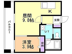 LEE厚別中央 1LDKの間取図画像
