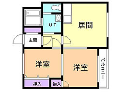 丸田ビル新札幌 2DKの間取図画像