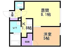 ポーザひばりが丘 1LDKの間取図画像