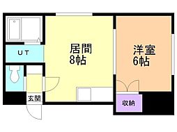 メゾンド厚別 1LDKの間取図画像