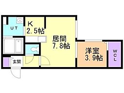札幌市厚別区厚別南2丁目マンション 1LDKの間取図画像