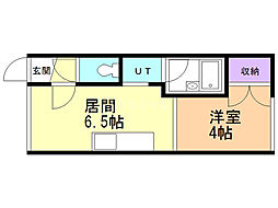 ルーベデンス大谷地 1DKの間取図画像