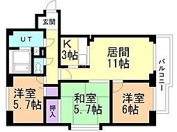 ルーブル大谷地 3LDKの間取図画像
