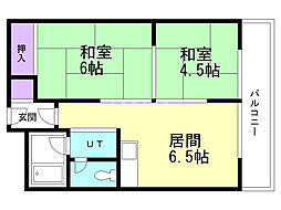 厚別グランドハイツ 2DKの間取図画像