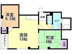 さざんパレス 2LDKの間取図画像