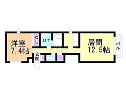 サニープレイス 1LDKの間取図画像