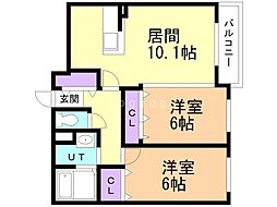 CloveR大谷地 2LDKの間取図画像