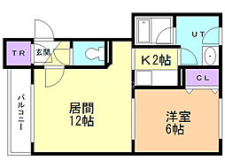 カントリーアヴェニュー 1LDKの間取図画像
