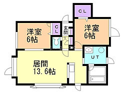 グリーンベール1 2LDKの間取図画像