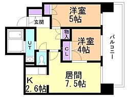 ParkAxis新さっぽろ 2LDKの間取図画像