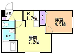 エクセレントハウス 1LDKの間取図画像