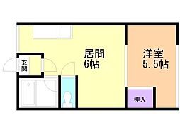 シティハイムハーモニA 1DKの間取図画像