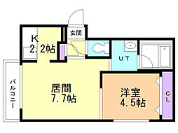 CIEL新札幌 1LDKの間取図画像