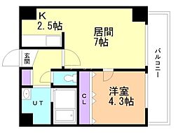 フロムコート 1LDKの間取図画像