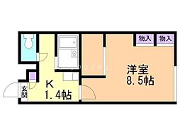 レオパレスポルックス 1Kの間取図画像