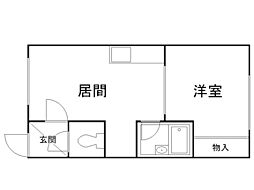 グランカーサひばりケ丘 1DKの間取図画像