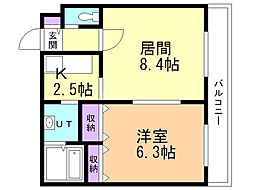 アミュージョンシャトー 1LDKの間取図画像