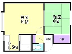 カーサデビエント 1LDKの間取図画像