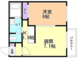 セピア青葉町 1LDKの間取図画像
