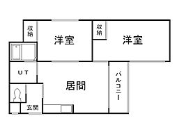 クリーンシャトー厚別 2LDKの間取図画像