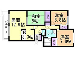 グリーンヒル23 3LDKの間取図画像