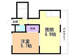 レインボーカズ栄通21丁目 1LDKの間取図画像