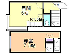ベルビーコートひばりケ丘 1DKの間取図画像