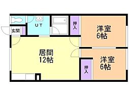 マイハイム上野幌 2LDKの間取図画像