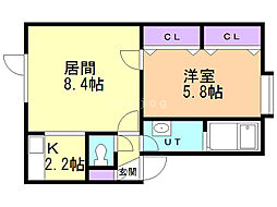 グリーンヒル上野幌 1LDKの間取図画像