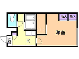 レオパレス大谷地 1Kの間取図画像
