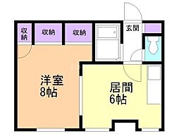 セキビル関ハイツ 1DKの間取図画像