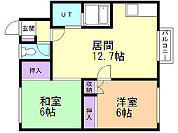 メゾンドボヌール・1 2LDKの間取図画像